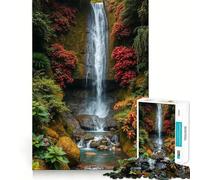 Serene Waterfall in Lush Jungle 1000 Pieces Jigsaw Puzzles for Teenagers Enhance Memory Easy Leisure Firm Cut Wall Art Decor (38x26cm)