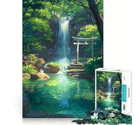 Serene Waterfall Torii Gate 1000 Piece Jigsaw Puzzle for Adults Smart Reason Toy Home Enjoy Sharp Edge Santa Wish Item (50x75cm)