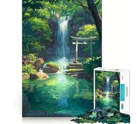 Serene Waterfall Torii Gate Puzzle for Teenagers 1000 Pieces Mind Exercise Toy Gentle Relax Design Assembly Xmas Surprise (38x52cm)