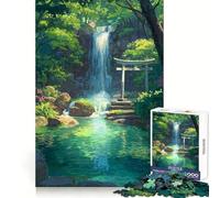 Serene Waterfall Torii Gate Puzzle for Teenagers 1000 Pieces Mind Exercise Toy Gentle Relax Design Assembly Xmas Surprise (38x52cm)