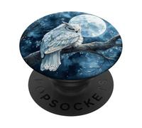 Serene White Owl Under Mystical Moonlight PopSockets Adhesive PopGrip