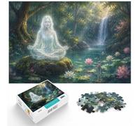 Serene Woman Meditating in Lotus Pond Jigsaw Puzzle for Adults, 1000 Piece | For adults looking for a satisfying home activity: Adult jigsaw puzzle with 1000 pieces fits calm indoor leisure.