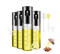 SereneJoy 4PCS Oil Spray Bottle, 100ml Olive Oil Spray Bottle for Cooking, Leakproof, Includes Brush and Funnel, Ideal for Kitchen, Air Fryer, BBQ