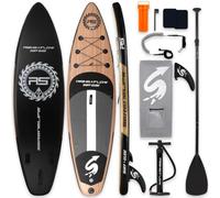 SereneLife 10’6” Inflatable Stand Up Paddle Board with Premium SUP Accessories - 32” Wide Stable Design with Non-Slip EVA Deck Pad, For Youth and Adults, 350 lbs. Capacity