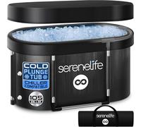 SereneLife 105 Gallon Insulated Oval Ice Bath Tub for Athletes, One Person Cold Plunge Therapy Recovery Pod for Recovery, Multi Layered with Aluminum Frame, Portable for Indoor Outdoor, Home, Gym Use
