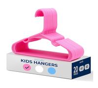 SereneLife 20 Pack Plastic Kids Hangers - Non-Slip Baby Hangers for Closet, Space-Saving Thin Design for Organizing Clothes, Infant, Toddler, and Newborn Clothing (Pink)