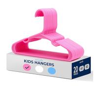 SereneLife 20 Pack Plastic Kids Hangers - Non-Slip Baby Hangers for Closet, Space-Saving Thin Design for Organizing Clothes, Infant, Toddler, and Newborn Clothing (Pink)