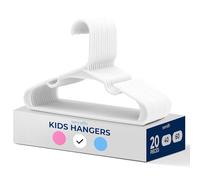 SereneLife 20 Pack Plastic Kids Hangers, Non-Slip for Closet, Space-Saving Thin Design for Infant, Toddler, Child, and Newborn Clothing, Children's Hangers for Organizing Clothes (White)