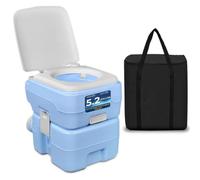 SereneLife 20L Outdoor Camping, Portable Toilet, Comfortable Flushable Portable Toilets for Adults, Travel Toilet, Porta Potty Loo, Detachable Waste Tank- Leak Proof & Carry Bag