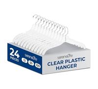 SereneLife 24-Pack Transparent Plastic Hangers - Lightweight, Non-Slip Coat Hangers with Notched Shoulders and Swivel Hook for Clothes, Shirts, Suits, Dresses, Jackets, Ultra-Thin Space Saving Design
