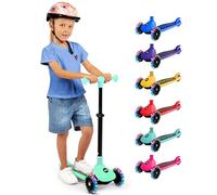 SereneLife 3 Wheel Kids Scooter, Kick Scooter with/without Foldable Seat, Light-Up LED Wheels, Adjustable Handlebar, Lean to Steer, Ideal for Toddlers Boys and Girls Age 3+, Up to 50Kg