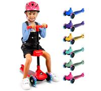 SereneLife 3 Wheel Kids Scooter, Kick Scooter with/without Foldable Seat, Light-Up LED Wheels, Adjustable Handlebar, Lean to Steer, Ideal for Toddlers Boys and Girls Age 3+, Up to 50Kg