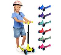SereneLife 3 Wheel Kids Scooter, Kick Scooter with/without Foldable Seat, Light-Up LED Wheels, Adjustable Handlebar, Lean to Steer, Ideal for Toddlers Boys and Girls Age 3+, Up to 50Kg