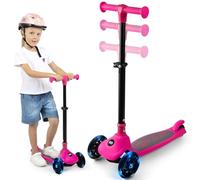 SereneLife 3 Wheel Kids Scooter, Kick Scooter with/without Foldable Seat, Light-Up LED Wheels, Adjustable Handlebar, Lean to Steer, Ideal for Toddlers Boys and Girls Age 3+, Up to 50Kg