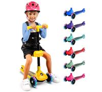 SereneLife 3 Wheel Kids Scooter, Kick Scooter with/without Foldable Seat, Light-Up LED Wheels, Adjustable Handlebar, Lean to Steer, Ideal for Toddlers Boys and Girls Age 3+, Up to 50Kg