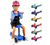 SereneLife 3 Wheel Kids Scooter, Kick Scooter with/without Foldable Seat, Light-Up LED Wheels, Adjustable Handlebar, Lean to Steer, Ideal for Toddlers Boys and Girls Age 3+, Up to 50Kg