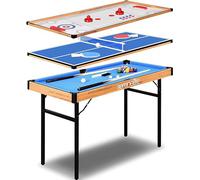 SereneLife Multi Games Table, 4 in 1 -Game Table, Portable- Folding Multi Games Table, Ping Pong, Air Hockey, Pool Billiards, and Shuffleboard, Indoor/Outdoor Use, For All Ages