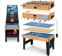 SereneLife 48" 6-in-1 Multi Game Table, Full-Size Indoor and Outdoor Arcade Sports Table with Pool, Air Hockey, Foosball, Basketball, Table Tennis, Dining Table, for Family, Kids, Adults