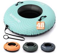 SereneLife 48" XL Snow Tube for Slide, Heavy Duty Rubber Inner Tube, Oxford Cover, Thick PVC Bottom & Tow Strap - Inflatable Sledge for Kids & Adults - Gift