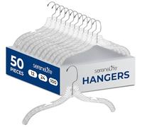 SereneLife 50-Pack Transparent Plastic Hangers - Lightweight, Non-Slip Coat Hangers with Notched Shoulders and Swivel Hook for Clothes, Shirts, Suits, Dresses, Jackets, Ultra-Thin Space Saving Design
