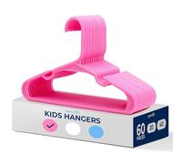 SereneLife 60 Pack Plastic Kids Hangers - Non-Slip Baby Hangers for Closet, Space-Saving Thin Design for Organizing Clothes, Infant, Toddler, and Newborn Clothing (Pink)