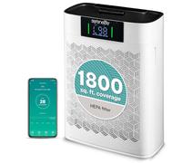 SereneLife Air Purifier for Home - Smart Room Air Purifier with Sleep and Automatic Modes, WiFi and App Control, Ultra Quiet, Removes Dust, Pet Hair and Odor for Large Rooms up to 1,076 Sq Ft (White)