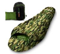 SereneLife Backpacking Sleeping Bag Camping Gear - Mummy Sleeping Bag For Adults/Teens w/Pillow, Bag - Outdoor Lightweight Weather Proof Sleeping Bag - Camping, Hiking Traveling - SLSCA5 (Camouflage)