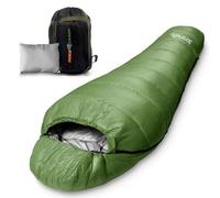 SereneLife Backpacking Sleeping Bag Camping Gear - Mummy Sleeping Bag for Adults/Teens w/Pillow, Bag - Outdoor Lightweight Weather Proof Sleeping Bag - Camping, Hiking Traveling SLSGR5 (Green)
