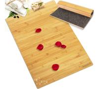 SereneLife Bamboo Bath Mat - Waterproof Foldable Shower Floor Rug, Natural Wood, Non-Slip Roll-Up Design with Multi-Panel Strips, Indoor Bathroom Use