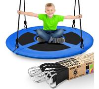 SereneLife Flying Fun Toy Indoor/Outdoor Hanging Rope Swinging Seat Spinner (Blue), Metal, One Size