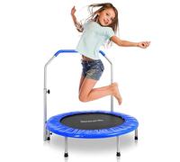 SereneLife Foldable Mini Trampoline for Adults and Kids 91/102cm , Indoor Small Fitness Equipment with Foam Handle, Compact Exercise Rebounder , Max Load 68/100kg