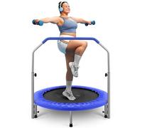 SereneLife Foldable Mini Trampoline with Foam Handle 91/102 cm, Indoor Outdoor Exercise Equipment for Adults and Kids, Compact Design Fitness Rebounder, Portable for Home and Garden Use