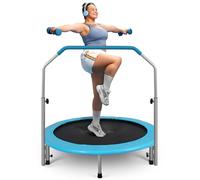 SereneLife Foldable Trampoline for Adults and Kids 91/102cm, Indoor Small Exercise Equipment Rebounder with Foam Handle, Compact Fitness Mini Trampolines, Max Load 68/100kg