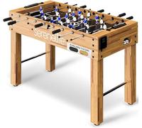 SereneLife Football Table, Freestanding Foosball Table Soccer, Wooden Soccer Game, 2 Balls, Cup Holder, Adjustable Legs for Adults, Kids, Office, Party, Arcade Room - Family Activity