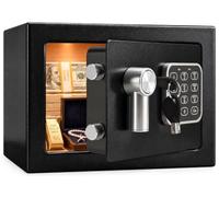 SereneLife Home Safe Box Locker, Small Money Safe, Mini Fireproof Safes, Wall & Floor Steel Vault, Electronic Digital Keypad, 2 Keys, 23.1 × 17 × 17cm, Secure for Cash, Guns, Jewelry & More - Black
