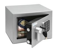SereneLife Home Safe Box Locker, Small Money Safe, Mini Fireproof Safes, Wall & Floor Steel Vault, Electronic Digital Keypad, 2 Keys, 23.1 × 17 × 17cm, Secure for Cash, Guns, Jewelry & More - Silver
