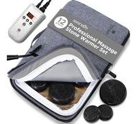 SereneLife Hot Stone Massage Kit - Portable Basalt Stone Set with Travel Heating Bag, 12 Pieces, Digital Temp Control, Spa-Quality Heat Therapy for Home, Back & Body