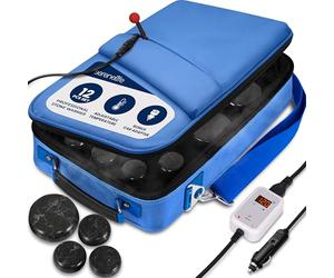 SereneLife Hot Stone Massage Set - 12-Piece Set with Portable Blue Travel Bag & Digital Temp Control, Basalt Rock Spa Set for Relaxation, Recovery, Home Therapy, Athletes & Professionals