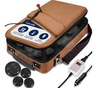 SereneLife Hot Stone Massage Set - 12-Piece Set with Portable Brown Travel Bag & Digital Temp Control, Basalt Rock Spa Set for Relaxation, Recovery, Home Therapy, Athletes & Professionals