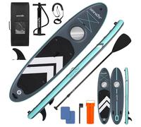 SereneLife Inflatable 10’6” Stand Up Paddle Board with Viewing Window, 32” Wide Marine-Grade SUP with Non-Slip EVA Deck, Includes 3-Piece Paddle, GoPro Mount, Safety Leash & Backpack, 350 lbs Capacity