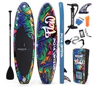 SereneLife Inflatable Stand Up Paddle Board-10Ft. Graffiti Standup SUP Paddle Board w/Oar, Air Pump, Ankle Leash, Paddleboard Repair Kit, Waterproof Mobile Phone Case, Storage/Carry Bag SLSUPB636.5