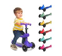 SereneLife 3 Wheel Kids Scooter, Kick Scooter with/without Foldable Seat, Light-Up LED Wheels, Adjustable Handlebar, Lean to Steer, Ideal for Toddlers Boys and Girls Age 3+, Up to 50Kg