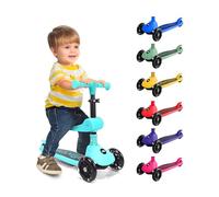 SereneLife 3 Wheel Kids Scooter, Kick Scooter with/without Foldable Seat, Light-Up LED Wheels, Adjustable Handlebar, Lean to Steer, Ideal for Toddlers Boys and Girls Age 3+, Up to 50Kg