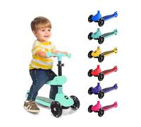 SereneLife 3 Wheel Kids Scooter, Kick Scooter with/without Foldable Seat, Light-Up LED Wheels, Adjustable Handlebar, Lean to Steer, Ideal for Toddlers Boys and Girls Age 3+, Up to 50Kg