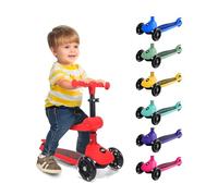 SereneLife 3 Wheel Kids Scooter, Kick Scooter with/without Foldable Seat, Light-Up LED Wheels, Adjustable Handlebar, Lean to Steer, Ideal for Toddlers Boys and Girls Age 3+, Up to 50Kg