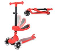 SereneLife 3 Wheel Kids Scooter, Kick Scooter with/without Foldable Seat, Light-Up LED Wheels, Adjustable Handlebar, Lean to Steer, Ideal for Toddlers Boys and Girls Age 3+, Up to 50Kg