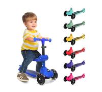 SereneLife 3 Wheel Kids Scooter, Kick Scooter with/without Foldable Seat, Light-Up LED Wheels, Adjustable Handlebar, Lean to Steer, Ideal for Toddlers Boys and Girls Age 3+, Up to 50Kg