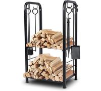 SereneLife Log Holder Storage Rack, Heavy Duty Wood Store Stacker, 100 kg Capacity, Firewood Rack, For Fireplace Indoor & Outdoor Use with Tools