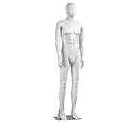 SereneLife Male Mannequin Torso Dress Form, 74" Adjustable Body Stand for Displaying Clothes, Sewing, and Tailoring, Detachable Full Body Model, Durable Metal Base, Easy Assembly, White