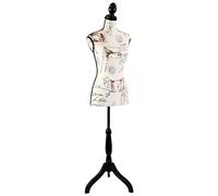 SereneLife Mannequin Body Female Torso, Clothes Mannequin, Female Manequins with Adjustable Height 131-163 cm, Sewing Display, Tailors Dummy with Tripod Pinewood Stand (Printed)